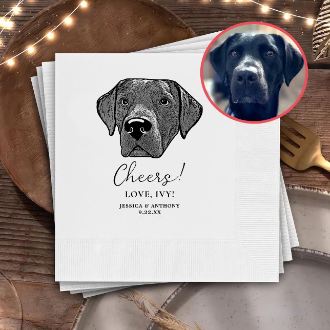 Labrador Dog Hand Drawing Personalized Cheers Napkins (Creator Uploaded)