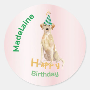 Labrador Dog Happy Birthday Classic Round Sticker