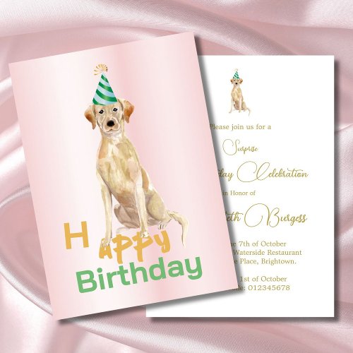 Labrador Dog Happy Birthday Party Invitation