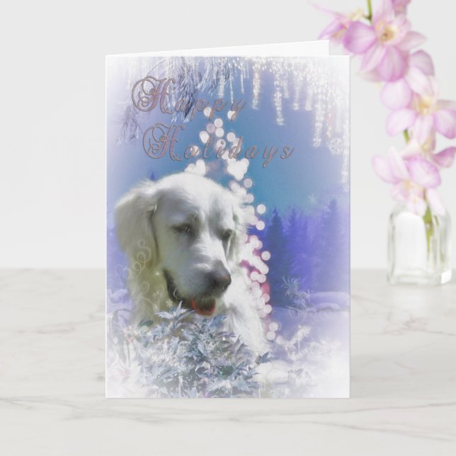 Labrador Dog HAPPY HOLIDAYS Card (Orchid)