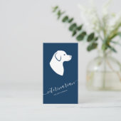 Labrador Dog Head Minimalist Veterinarian Blue Business Card (Standing Front)