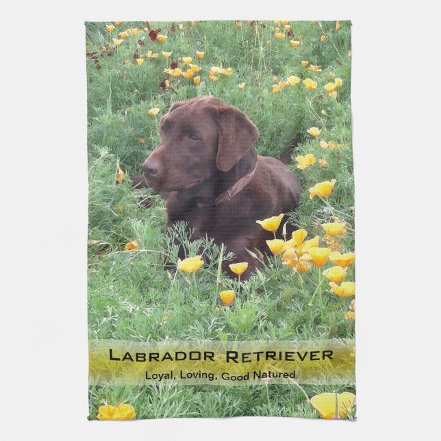 Labrador Dog in California Poppy Patch Photography Towel (Vertical)