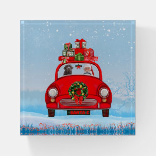 Labrador Dog In Car With Santa Claus Paperweight