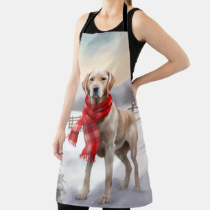 Labrador Dog in Snow Christmas Apron