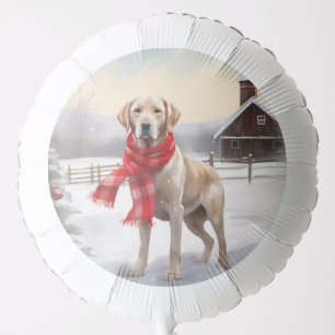 Labrador Dog in Snow Christmas Balloon