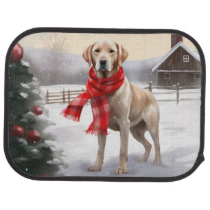 Labrador Dog in Snow Christmas Car Floor Mat