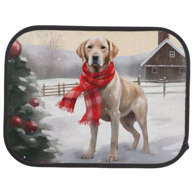 Labrador Dog in Snow Christmas Car Floor Mat (Rear)