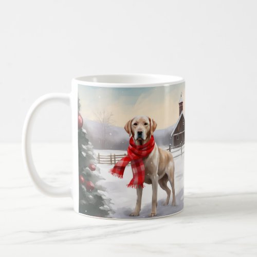 Labrador Dog in Snow Christmas Coffee Mug