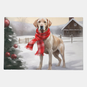 Labrador Dog in Snow Christmas Doormat