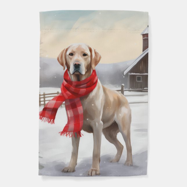 Labrador Dog in Snow Christmas Garden Flag (Front)