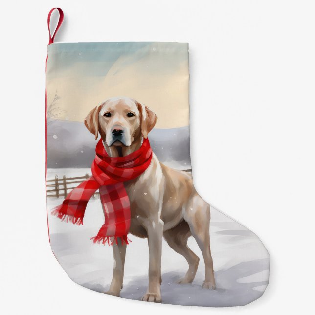 Labrador Dog in Snow Christmas Small Christmas Stocking (Front)