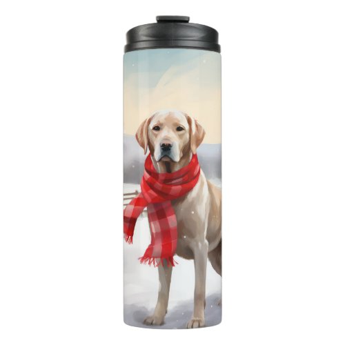 Labrador Dog in Snow Christmas Thermal Tumbler