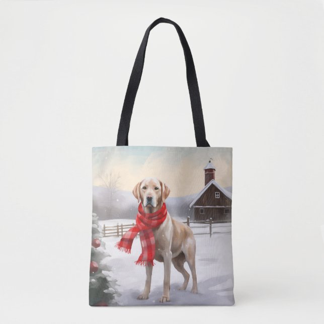 Labrador Dog in Snow Christmas Tote Bag (Front)