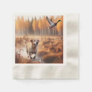 Labrador/dog in the autumn duck hunt napkins