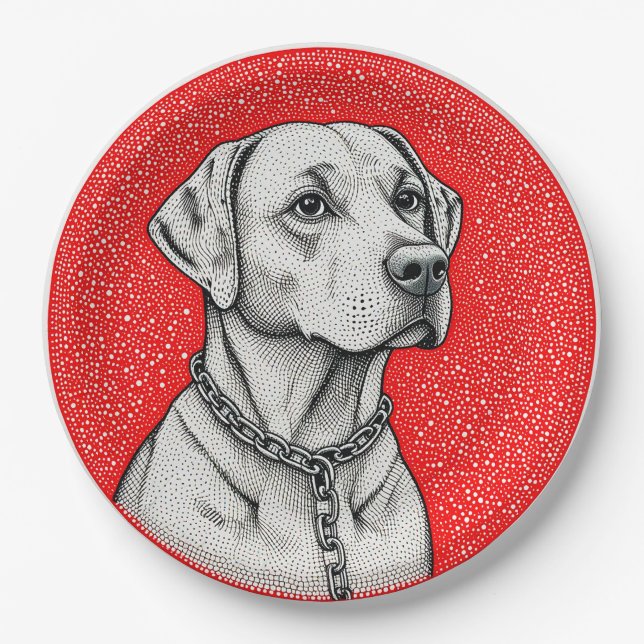 Labrador dog Inside Decorative circle Paper Plates (Front)