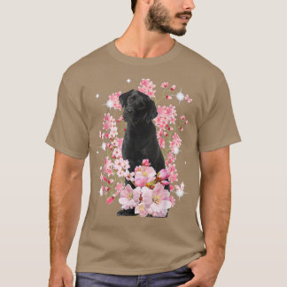 Labrador Dog Japanese Cherry Blossom Sakura Flower T-Shirt