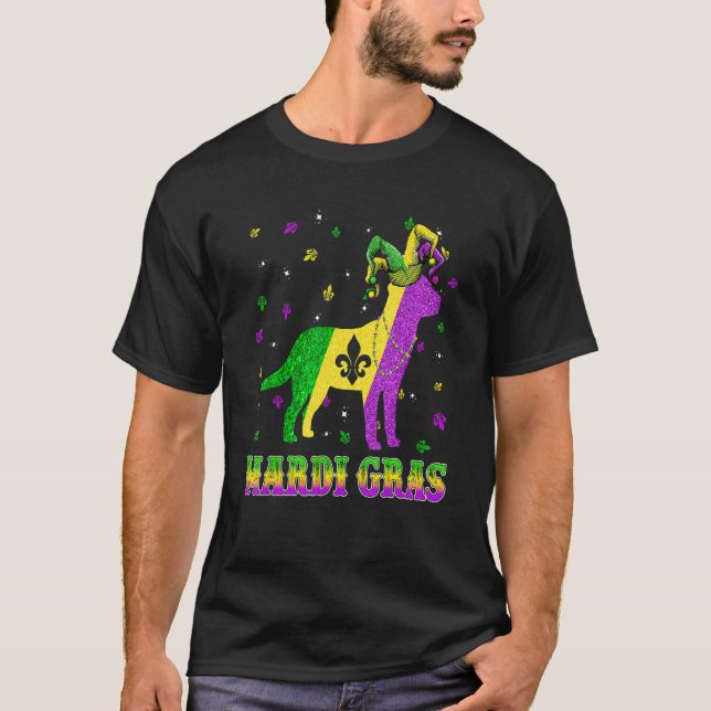 Labrador Dog Mardi Gras Carnival Jester Beads T-Shirt (Front)