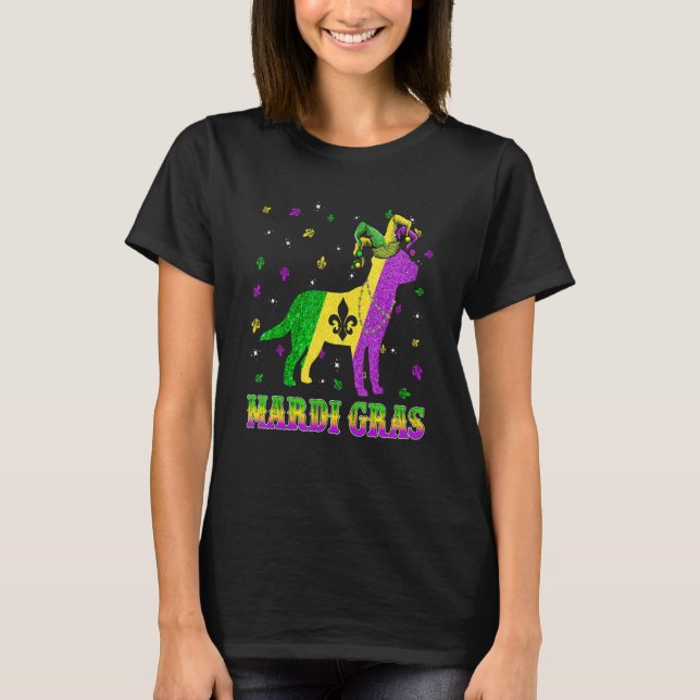 Labrador Dog Mardi Gras Carnival Jester Beads T-Shirt (Front)