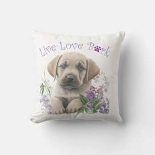 Labrador Dog Mom Floral Throw Pillow