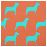 Labrador Dog Orange And Teal Pattern Fabric