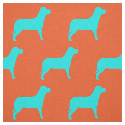 Labrador Dog Orange And Teal Pattern Fabric