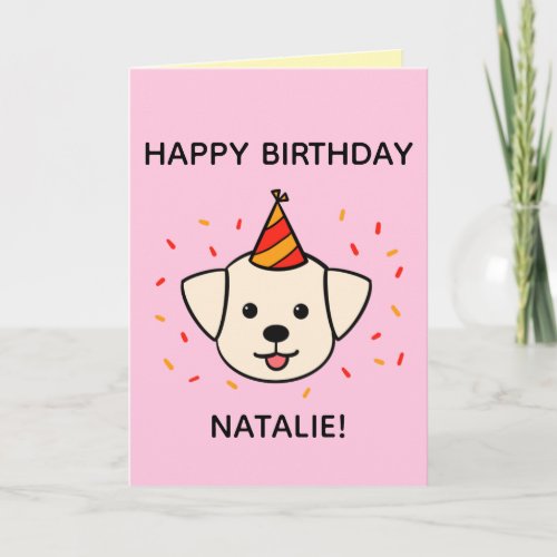Labrador Dog  Orange  Red Birthday Folded Card