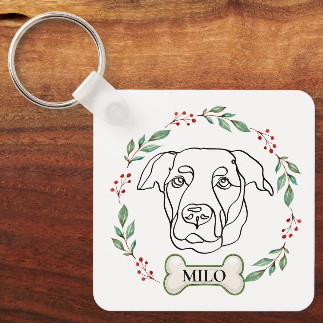 Labrador Dog Personalized Christmas Gift Keychain (Front)