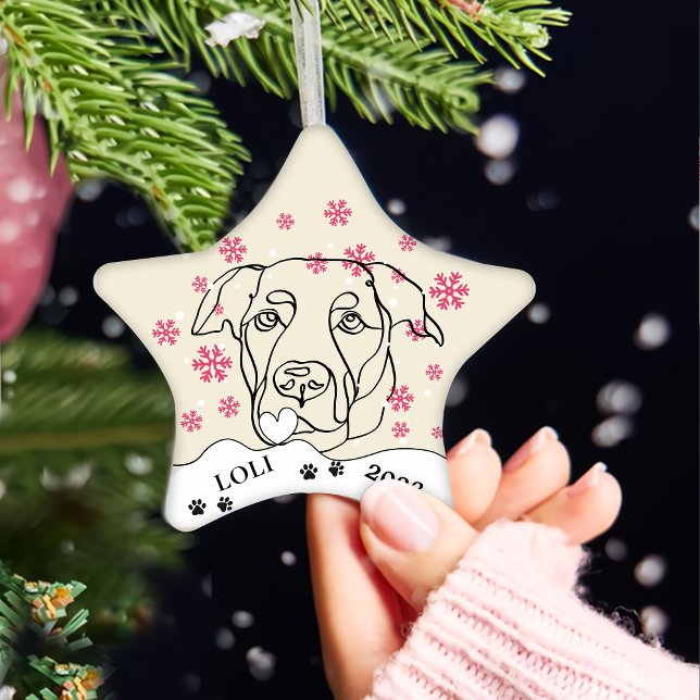 Labrador Dog Personalized Hand Drawing Ceramic Ornament (Creator Uploaded)