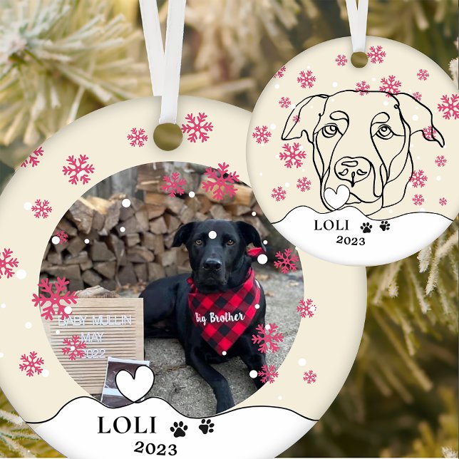Labrador Dog Personalized Hand Drawing Ceramic Ornament (Creator Uploaded)
