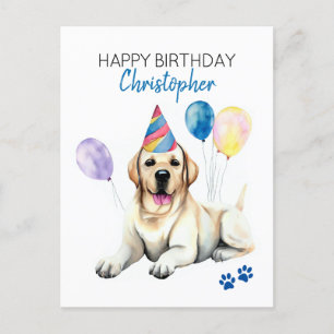 Labrador Dog Personalized Happy Birthday Postcard