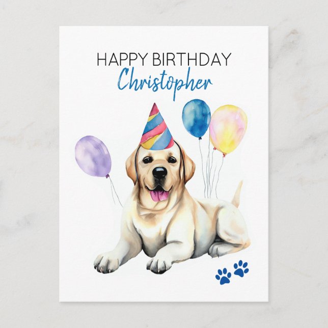 Labrador Dog Personalized Happy Birthday Postcard (Front)