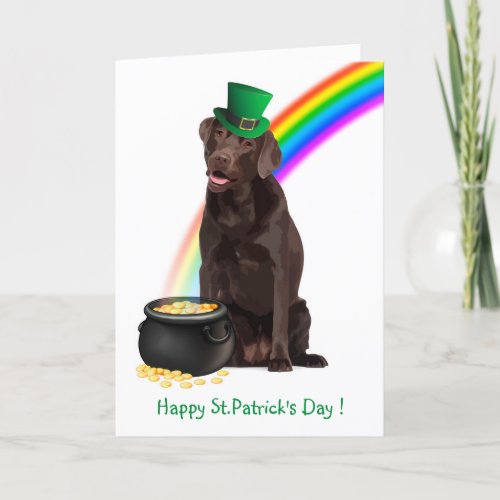 Labrador Dog Pot Of Gold St Patricks Day Holiday Card