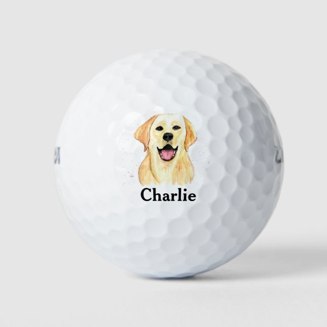 Labrador Dog Retriever Pet Cute Puppy Monogram Golf Balls (Front)