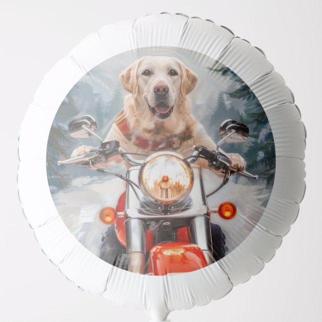 Labrador Dog Riding Motorcycle Christmas Balloon (Front)