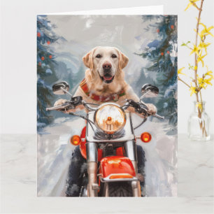 Labrador Dog Riding Motorcycle Christmas Card