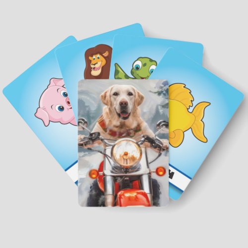 Labrador Dog Riding Motorcycle Christmas Matching Game Cards