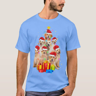 Labrador Dog Santa Hat Christmas Tree Lights Xmas T-Shirt