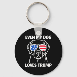 Labrador Dog Sungles Usa Flag Even My Dog Loves Tr Keychain
