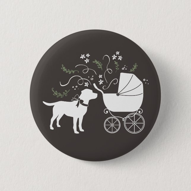 Labrador Dog Theme Baby Shower Gender Neutral Button (Front)