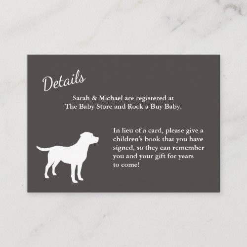 Labrador Dog Theme Baby Shower Gender Neutral Enclosure Card