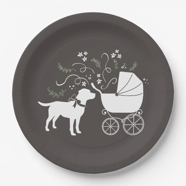 Labrador Dog Theme Baby Shower Gender Neutral Paper Plates (Front)