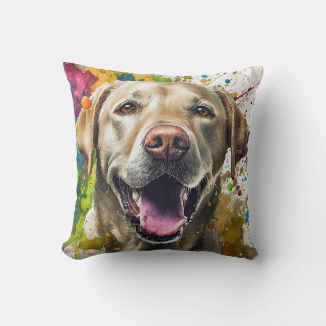Labrador Dog Throw Pillow (Front)