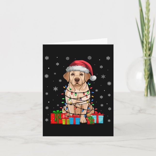 Labrador Dog Ugly Xmas Lights Santa Labrador Dog C Card (Front)