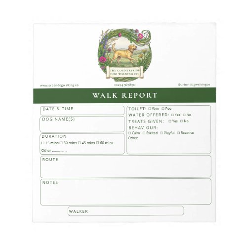 Labrador Dog Walk Report Form Custom Notepad