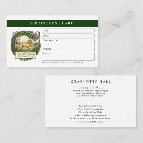 Labrador Dog Walker Custom Appointment Card