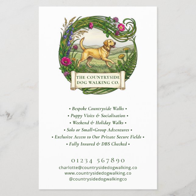 Labrador Dog Walker Custom Business Flyer (Front)