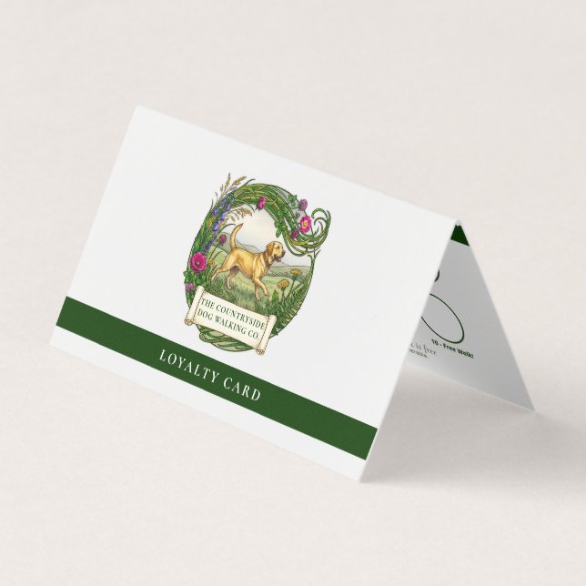 Labrador Dog Walker Custom Folded Loyalty Card (Front)
