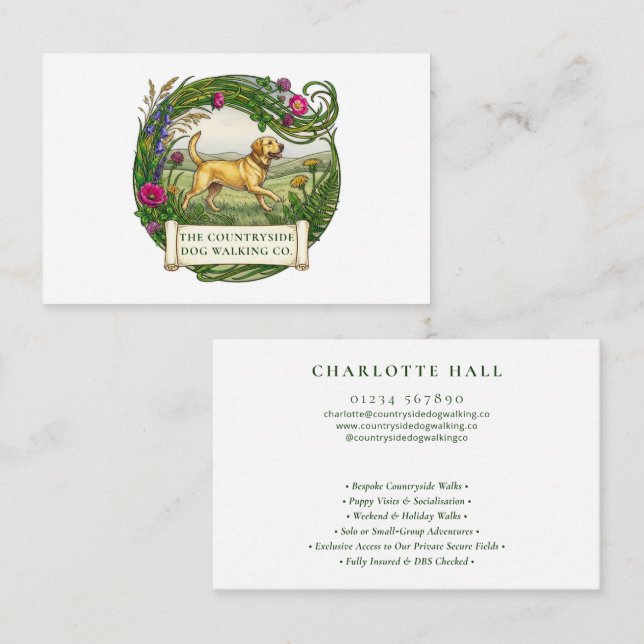 Labrador Dog Walker Custom Logo Business Card (Front/Back)
