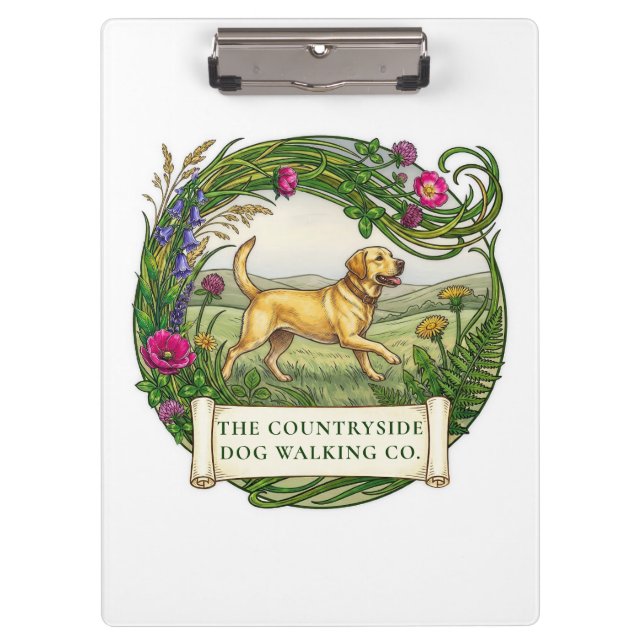 Labrador Dog Walker Custom Logo Clipboard (Front)