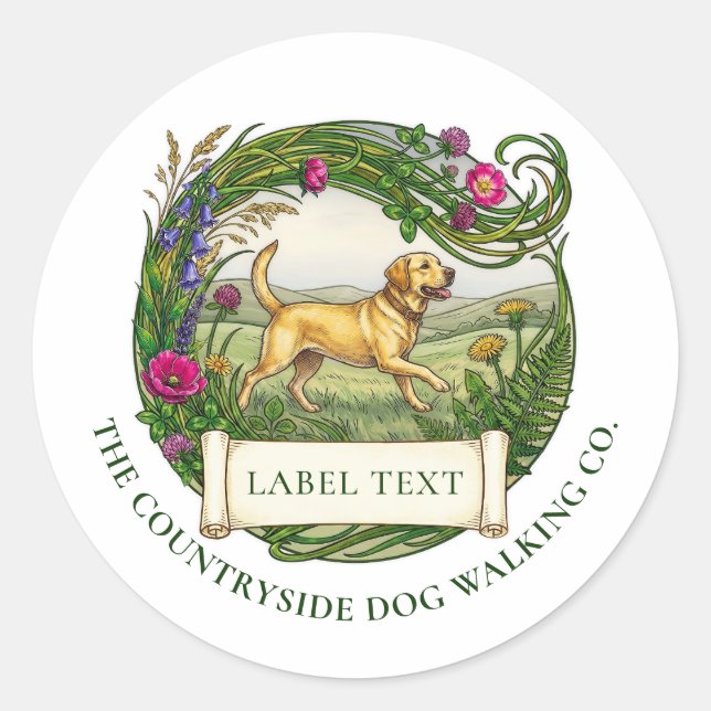 Labrador Dog Walker Custom Logo Labels (Front)